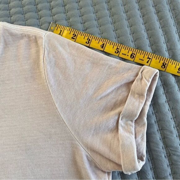 Athleta Women's Boxy Cut Short Sleeve Mid Weight Side Slit Light Pink Crewneck - Picture 9 of 12